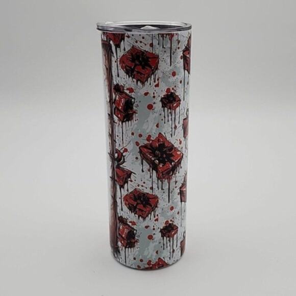 Merry Krampus Tumbler With Lid & Straw 20 oz Dark Christmas Naughty Child Horror - Picture 4 of 9